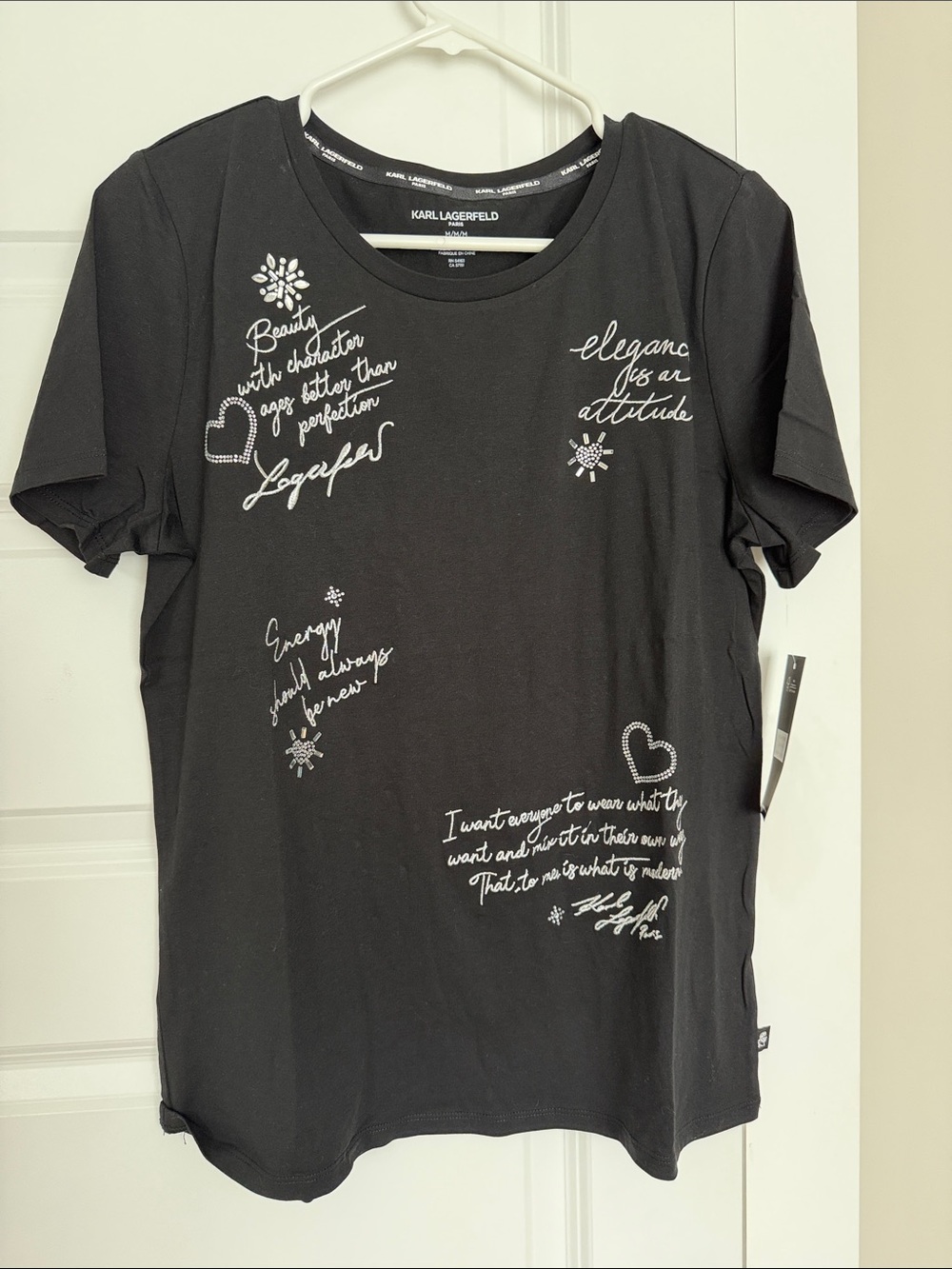 Karl Lagerfeld Black Script & Heart Graphic Crew Tee